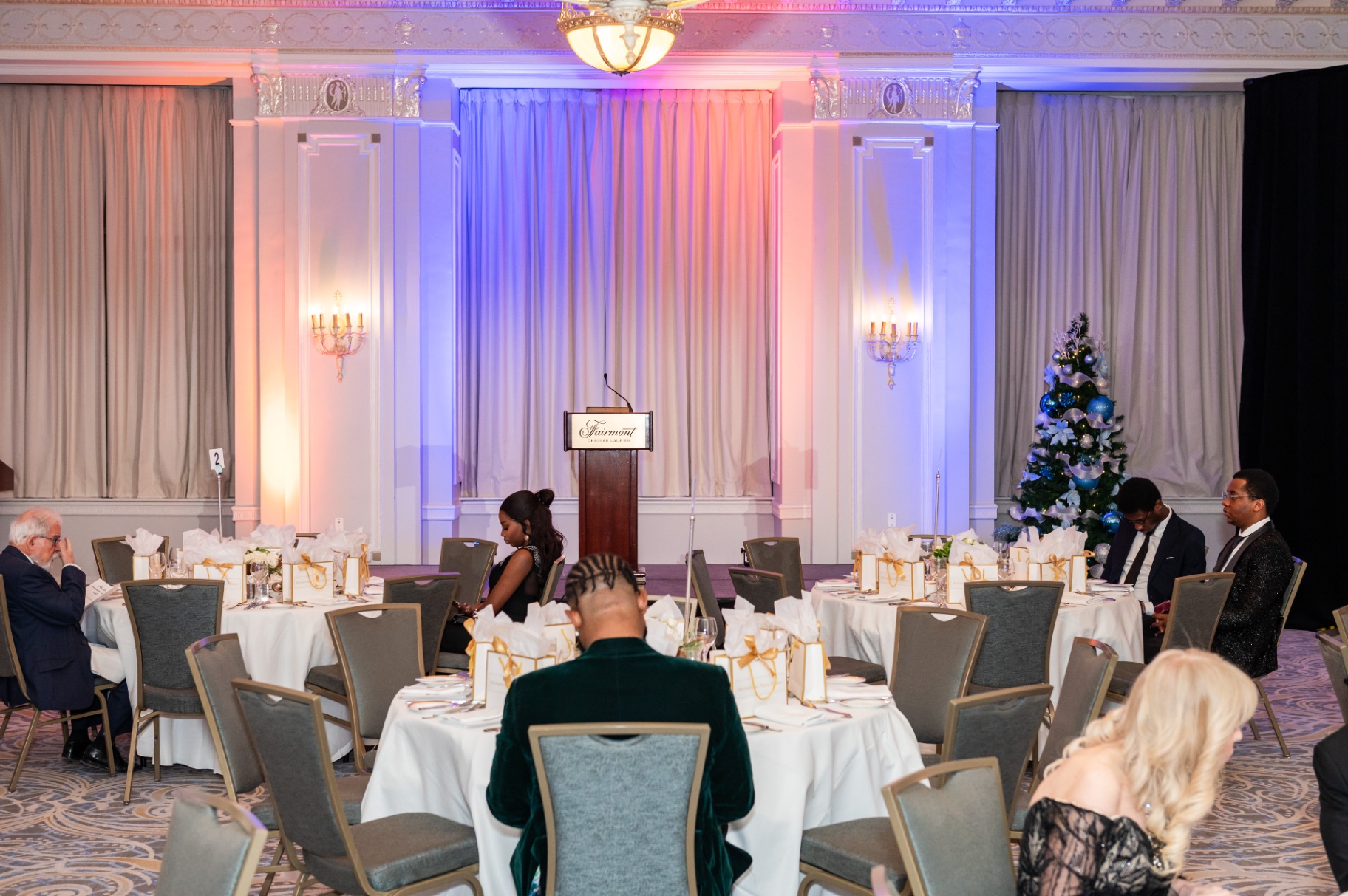 Fairmont Château Laurier podium and stage set for the Business & Philanthropy Gala Night