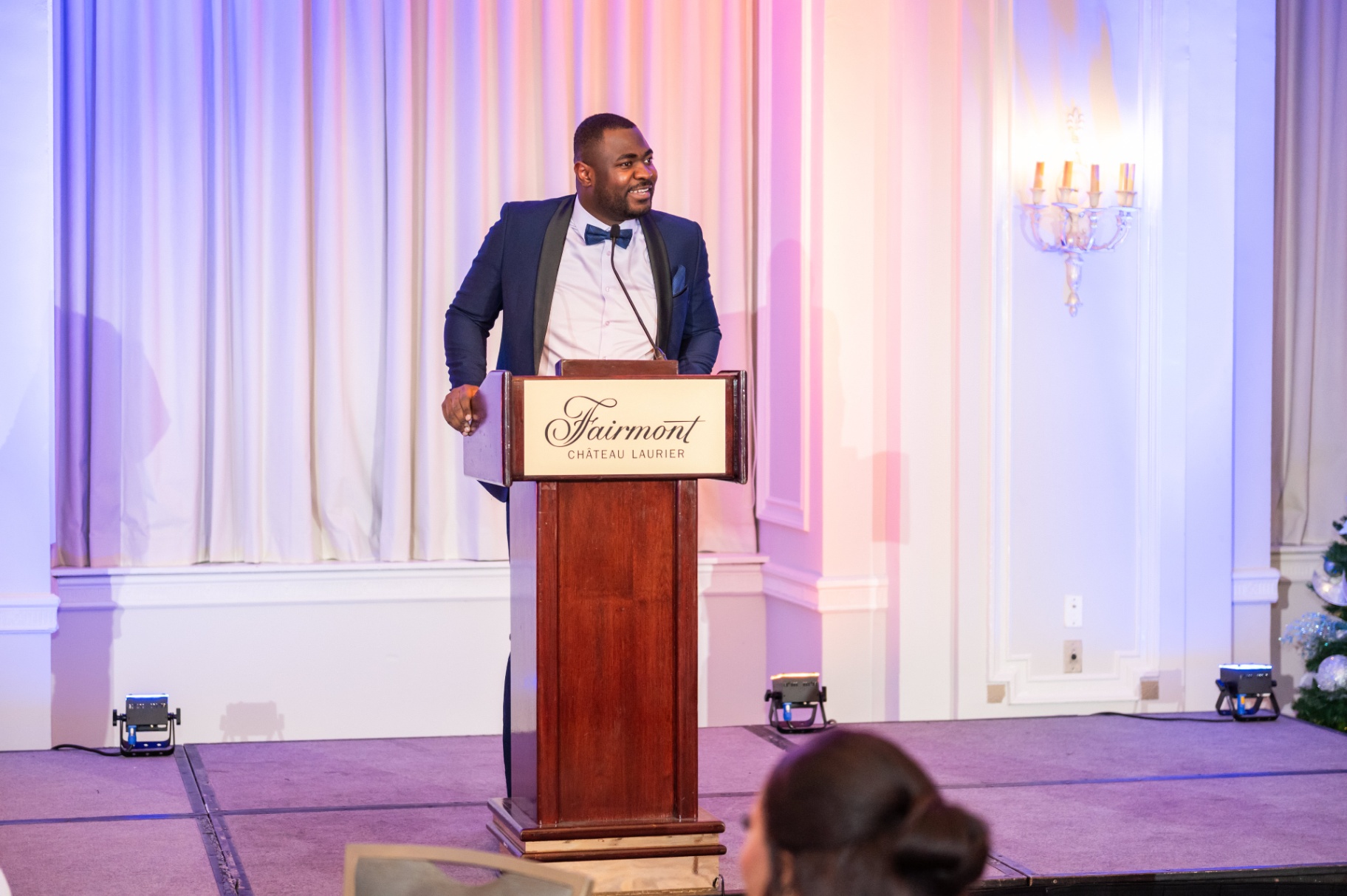 Speaker at the Fairmont Château Laurier podium during the gala night