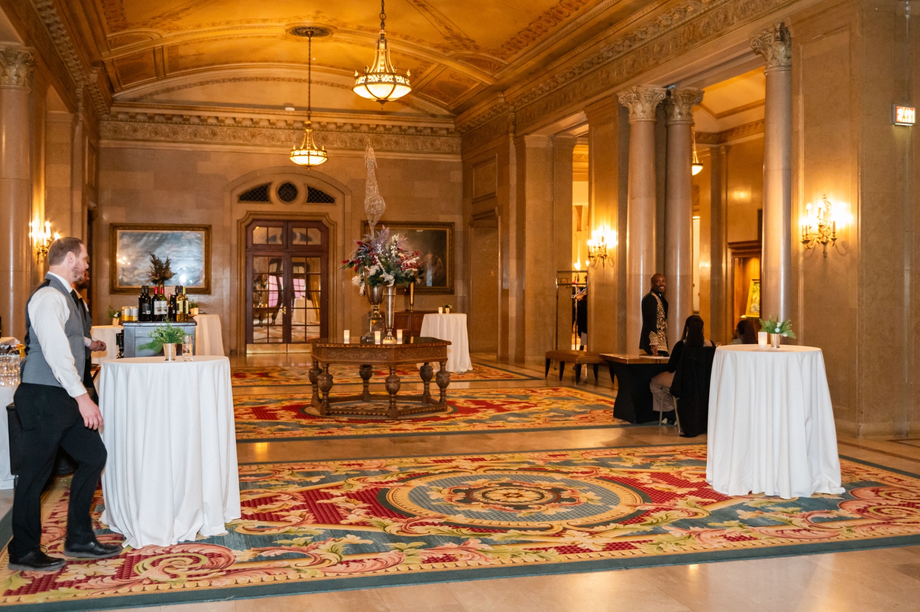 Grand foyer of the Fairmont Château Laurier set for the gala reception