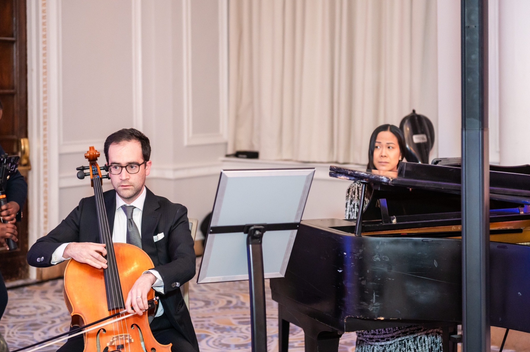 Live cello and piano duo at the Mbombo Gala Night 2025