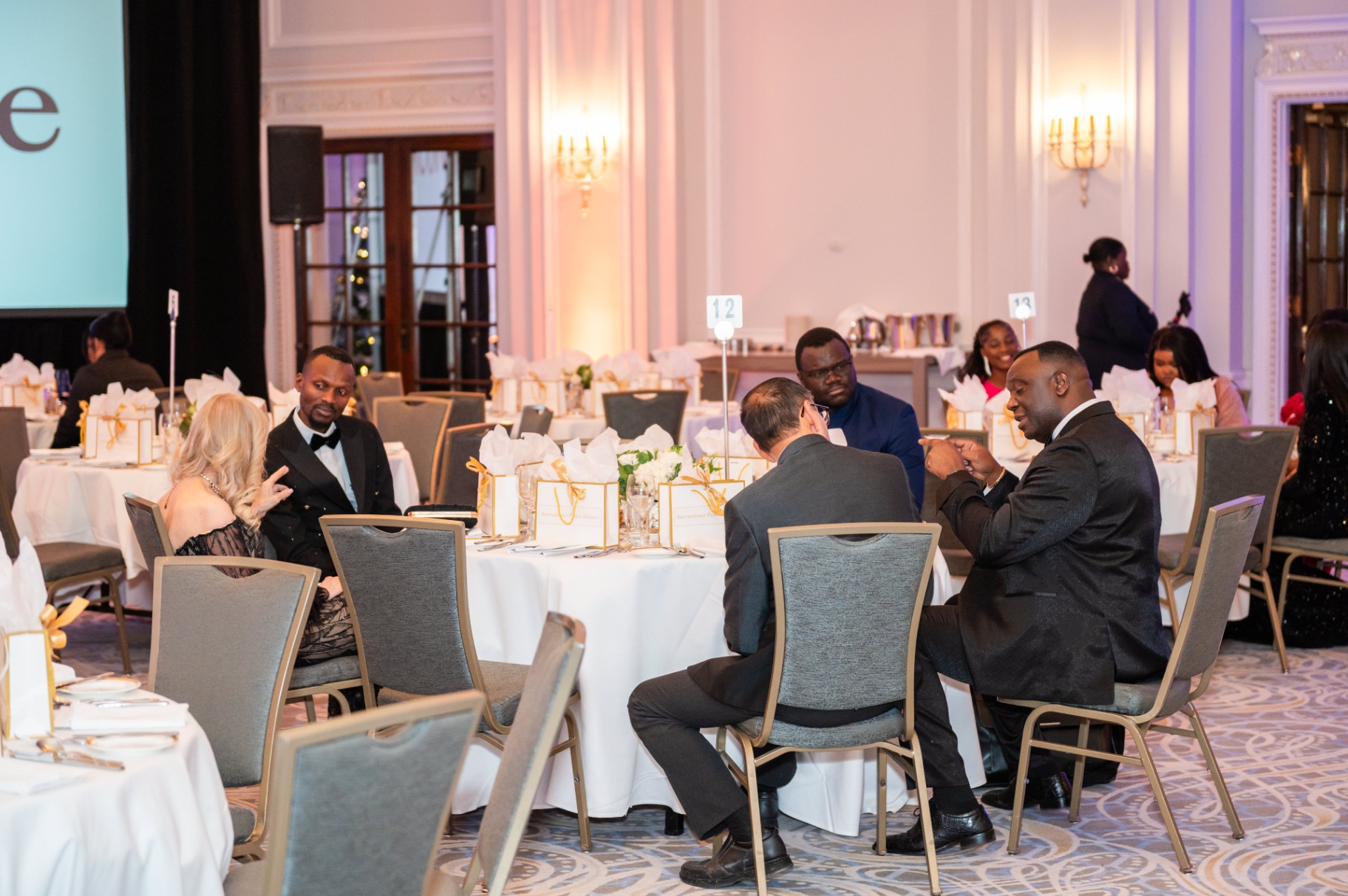 Guests networking at round tables during the 2025 gala night in Ottawa